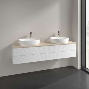 Villeroy &amp; Boch Antao vanity unit K28113MT 160x36x50cm, washbasin top color botticino, white matt lacquer