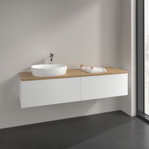 Villeroy and Boch Antao vanity unit K37011MT 160x36x50cm, washbasin top color honey oak, white matt lacquer