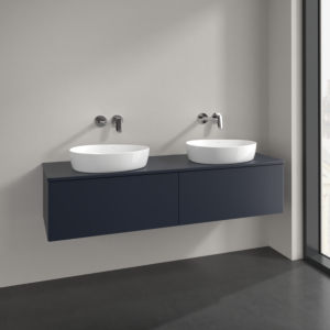 Villeroy et Boch Antao meuble sous-vasque K39050HG 160x36x50cm, trou pour robinetterie, plaque de lavabo laqué couleur, laqué mat bleu nuit