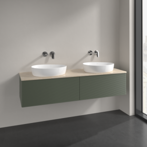 Villeroy und Boch Antao Waschtisch-Unterschrank K39113HL 160x36x50cm, Waschbeckenplattenfarbe botticino, leaf green matt lacquer