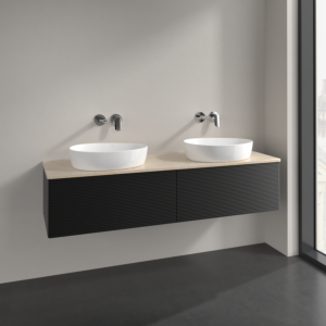 Villeroy und Boch Antao Waschtisch-Unterschrank K39113PD 160x36x50cm, Waschbeckenplattenfarbe botticino, black matt lacquer