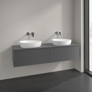 Villeroy et Boch Antao meuble sous-vasque K39150GK 160x36x50cm, trou pour robinetterie, plaque de lavabo laqué couleur, laqué mat anthracite