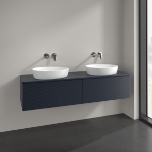 Villeroy und Boch Antao Waschtisch-Unterschrank K39150HG 160x36x50cm, Hahnlochbohrung, Waschbeckenplattenfarbe Lack, midnight blue matt lacquer