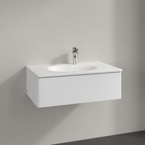Villeroy et Boch Antao meuble sous-vasque L01100MT 78,8x25,6x49,6cm, avec structure frontale, laqué blanc mat, avec éclairage