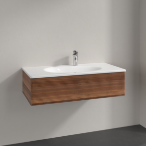 Villeroy und Boch Antao Waschtisch-Unterschrank L02100HM 98,8x25,6x49,3cm, mit Frontstruktur, warm walnut, mit Beleuchtung
