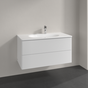 Villeroy and Boch Antao vanity unit L05100GF 98.8x50.4x49.6cm, with front structure, glossy white lacquer, with lighting