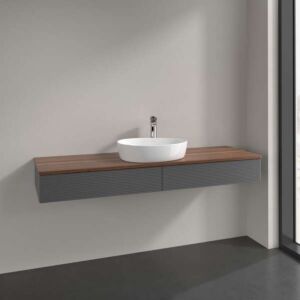 Villeroy und Boch Antao Waschtisch-Unterschrank L14112GK 160x19x50cm, Waschbeckenplattenfarbe warm walnut, anthracite matt lacquer