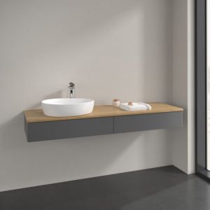 Villeroy und Boch Antao Waschtisch-Unterschrank L15051GK 160x19x50cm, Hahnlochbohrung, Waschbeckenplattenfarbe honey oak, anthracite matt lacquer