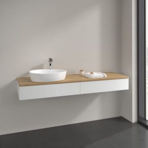 Villeroy und Boch Antao Waschtisch-Unterschrank L15051MT 160x19x50cm, Hahnlochbohrung, Waschbeckenplattenfarbe honey oak, white matt lacquer