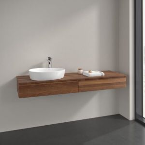 Meuble sous-vasque Villeroy et Boch Antao L15052HM 160x19x50cm, trou pour robinetterie, plan de toilette couleur noyer chaud, noyer chaud