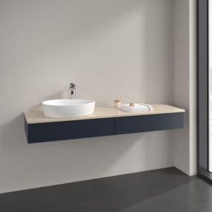 Villeroy und Boch Antao Waschtisch-Unterschrank L15053HG 160x19x50cm, Hahnlochbohrung, Waschbeckenplattenfarbe botticino, midnight blue matt lacquer