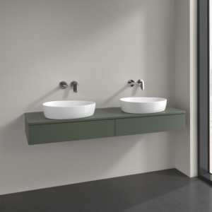 Villeroy und Boch Antao Waschtisch-Unterschrank L17010HL 160x19x50cm, Waschbeckenplattenfarbe Lack, leaf green matt lacquer, Mit Beleuchtung