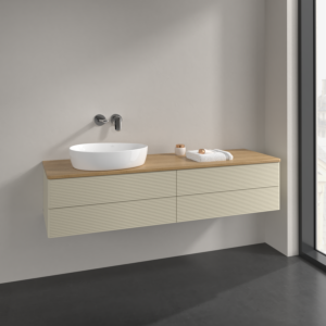 Villeroy und Boch Antao Waschtisch-Unterschrank L26111HJ 160x36x50cm, Waschbeckenplattenfarbe honey oak, silk grey matt lacquer, mit Beleuchtung