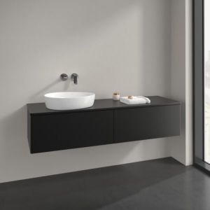 Villeroy and Boch Antao vanity unit L37010PD 160x36x50cm, washbasin top colour lacquer, black matt lacquer
