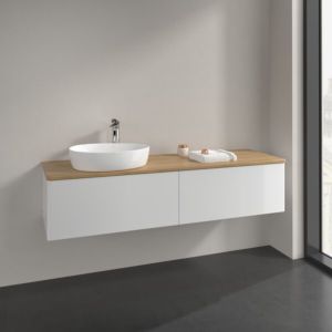 Villeroy and Boch Antao vanity unit L37011GF 160x36x50cm, washbasin top color honey oak, glossy white lacquer