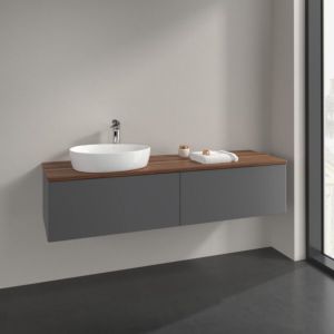 Villeroy und Boch Antao Waschtisch-Unterschrank L37012GK 160x36x50cm, Waschbeckenplattenfarbe warm walnut, anthracite matt lacquer