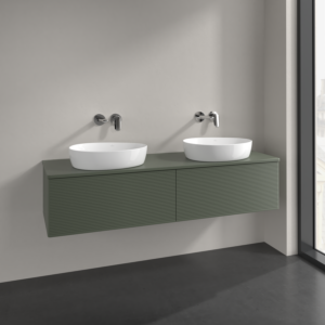 Villeroy und Boch Antao Waschtisch-Unterschrank L39110HL 160x36x50cm, Waschbeckenplattenfarbe Lack, leaf green matt lacquer, Mit Beleuchtung