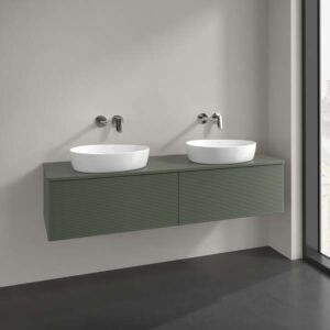 Meuble vasque Villeroy &amp; Boch Antao L39150HL 160 x 36 x 50 cm, percé pour robinetterie, coloris du plan vasque : vert feuille laqué mat