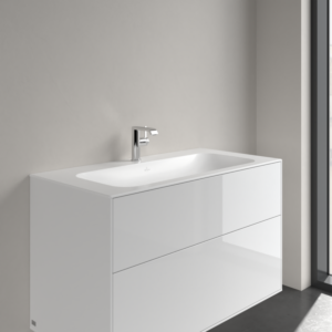 Meuble sous-vasque Villeroy &amp; Boch Finion 4164A2RW 1000 x 500 x 160 mm, sans trop-plein, finition Céramique Blanc Pierre