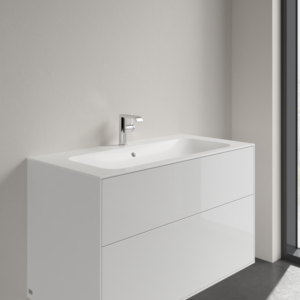 Meuble sous-vasque Villeroy &amp; Boch Finion 4164ABRW 1000 x 500 x 160 mm, avec trop-plein dissimulé, finition Céramique Blanc PierrePlus