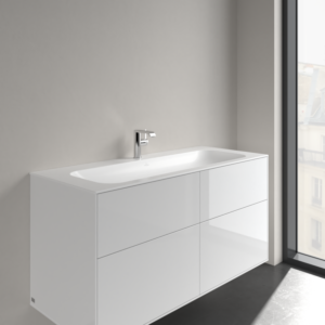 Meuble sous-vasque Villeroy &amp; Boch Finion 4164CBRW 1200 x 500 x 160 mm, avec trop-plein dissimulé, finition Céramique Blanc PierrePlus