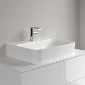 Villeroy &amp; Boch Finion washbasin 41686LRW 600 x 470 x 164 mm, without overflow, ground underside, Stone White CeramicPlus