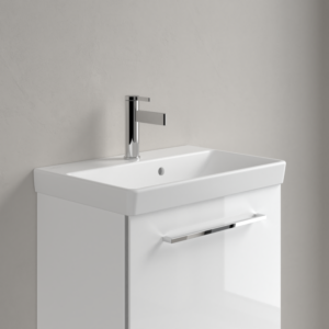 Lavabo compact Villeroy &amp; Boch Avento 4A0055RW 550 x 370 x 180 mm, avec trop-plein, finition céramique blanc pierre+
