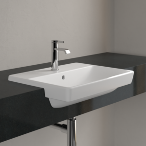 Villeroy &amp; Boch Avento front-mounted washbasin 4A0655RW 550 x 440 x 145 mm, with overflow, Stone White CeramicPlus