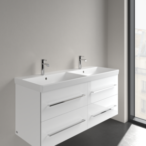 Villeroy und Boch Avento Schrank-Doppelwaschtisch 4A23CKRW 1200 x 470 x 160 mm, mit Überlauf, Stone White CeramicPlus