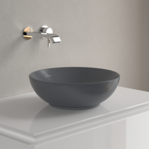 Villeroy &amp; Boch Loop &amp; friends countertop washbasin 4A4500i4 Ø 38cm, without tap platform, with overflow, graphite CeramicPlus