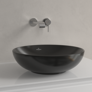 Vasque à poser Villeroy &amp; Boch Loop &amp; friends 4A4601S5 Ø 42 cm, sans plage de robinetterie, sans trop-plein, ébène C-plus