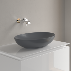 Villeroy &amp; Boch Loop &amp; friends countertop washbasin 4A4700i4 56x38cm, oval, without tap platform, with overflow, graphite CeramicPlus