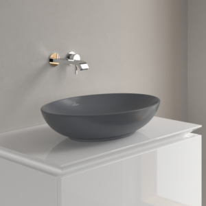 Villeroy and Boch Loop &amp; friends countertop washbasin 4A4701i4 56x38cm, oval, without tap hole bank, without overflow, graphite C-plus