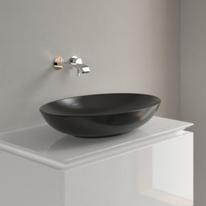 Villeroy and Boch Loop &amp; friends countertop washbasin 4A4800S5 62x42cm, oval, without tap hole bank, with overflow, ebony C-plus