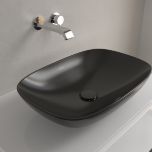 Vasque à poser Villeroy &amp; Boch Loop &amp; friends 4A4900S5 56x38cm, sans plage de robinetterie, avec trop-plein, CeramicPlus ébène