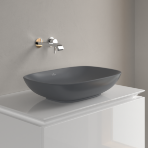 Villeroy and Boch Loop &amp; friends countertop washbasin 4A4901i4 56x38cm, without tap hole bank, without overflow, graphite C-plus