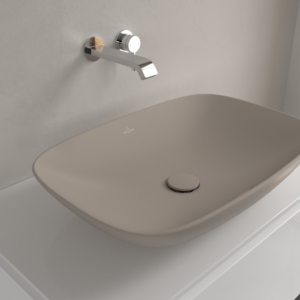 Vasque à poser Villeroy &amp; Boch Loop &amp; friends 4A5000AM 62x42cm, sans plage de robinetterie, avec trop-plein, finition amande CeramicPlus