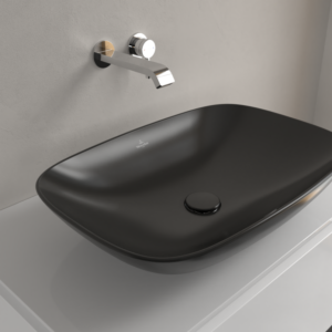 Vasque à poser Villeroy &amp; Boch Loop &amp; friends 4A5000S5 62x42cm, sans plage de robinetterie, avec trop-plein, CeramicPlus ébène