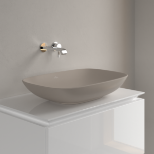 Vasque à poser Villeroy &amp; Boch Loop &amp; friends 4A5001AM 62x42cm, sans perçage pour robinetterie, sans trop-plein, finition amande CeramicPlus