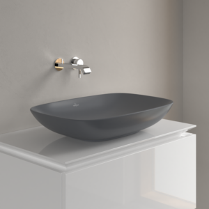 Vasque à poser Villeroy &amp; Boch Loop &amp; friends 4A5001i4 62x42cm, sans plage de robinetterie, sans trop-plein, finition graphite CeramicPlus