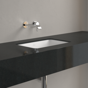 Villeroy and Boch Loop &amp; friends undermount washbasin 4A5601RW without tap hole bank, without overflow, 45 x 28 cm, stone white C-plus