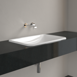 Villeroy et Boch Loop &amp; friends 4A660001 sans rangée de trous pour robinetterie, avec trop-plein, 67,5 x 45 cm, blanc