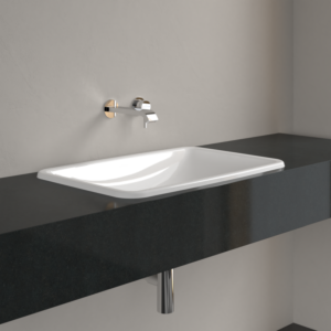 Villeroy et Boch Loop &amp; friends lavabo à encastrer 4A6601R1 sans groupe de trous pour robinetterie, sans trop-plein, 67,5 x 45 cm, blanc C-plus