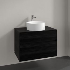 Villeroy und Boch Collaro Waschtischunterschrank C037B0AB 80x54,8x50cm, Waschtisch mittig, LED-Beleuchtung 5,7 W, black oak