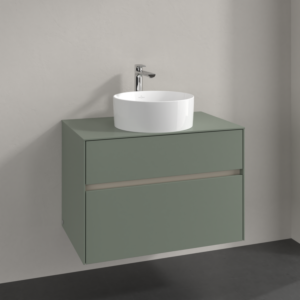 Villeroy et Boch Collaro meuble sous-vasque C037B0AF 80x54,8x50cm, vasque au milieu, éclairage LED 5,7 W, vert tendre