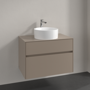 Villeroy und Boch Collaro Waschtischunterschrank C037B0VM 80x54,8x50cm, Waschtisch mittig, LED-Beleuchtung 5,7 W, taupe