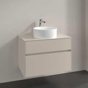 Villeroy and Boch Collaro vanity unit C037B0VN 80x54.8x50cm, washbasin in the middle, LED lighting 5.7 W, cashmere grey