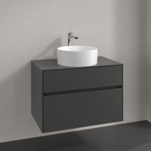 Villeroy et Boch Collaro meuble sous-vasque C037B0VR 80x54,8x50cm, vasque au milieu, éclairage LED 5,7 W, graphite