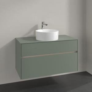 Villeroy et Boch Collaro meuble sous-vasque C038B0AF 100x54,8x50cm, vasque au milieu, éclairage LED 7,3 W, vert tendre