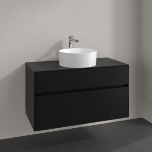 Villeroy et Boch Collaro meuble sous-vasque C03800VL 100x54,8x50cm, vasque au milieu, noir volcan